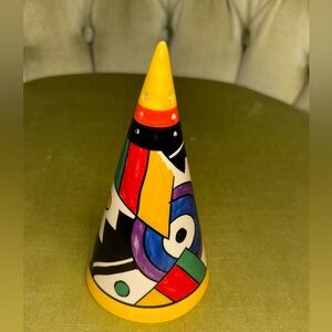 Chelsea Works Burslem Moorland Sugar Sifter “Lightning”Rainbow Funky Deco Yellow